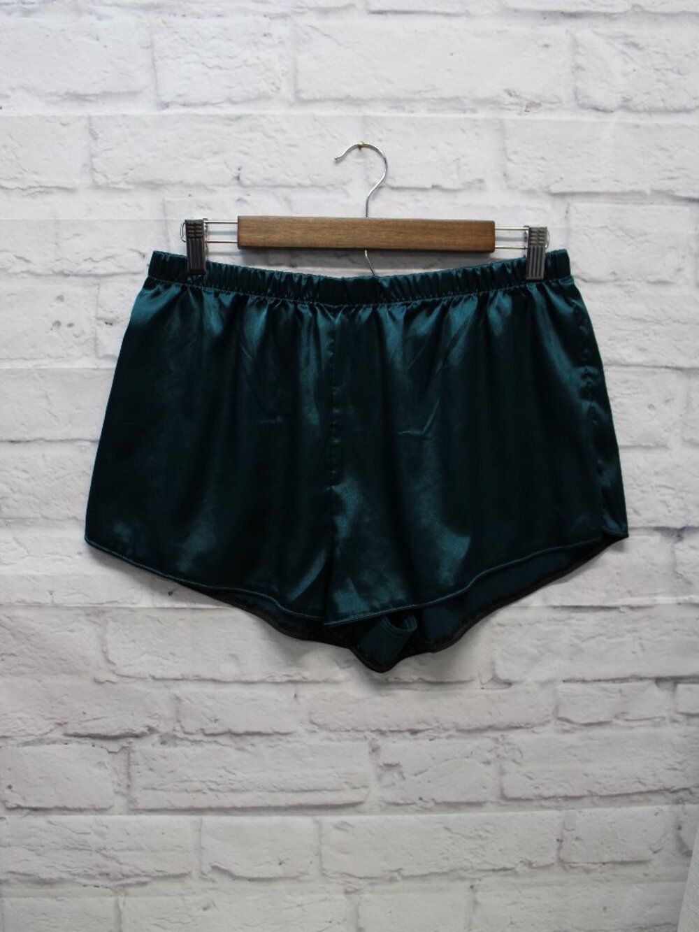 Ekouaer Large Dark Green Pull On Elastic Waist Satin Sleep Shorts Summer Lounge